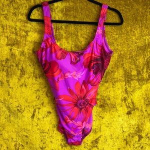 Speedo Pink Floral One Piece Swimsuit Size 14